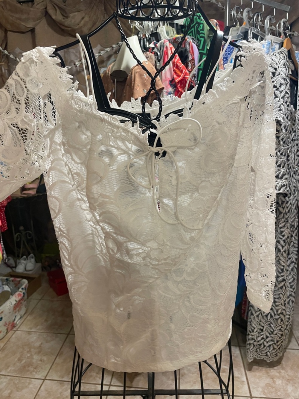 Zenobia White Lace Off-Shoulder Blouse